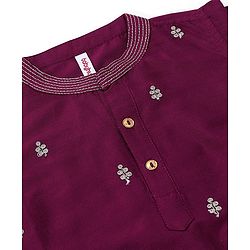 Babyhug Full Sleeves Floral Embroidered Kurta Dhoti Set - Magenta