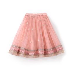 Babyhug Sleeveless Choli with Net Embroidered Lehenga  and Dupatta Set - Peach