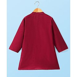 Babyhug Full Sleeves Kurta with Pyjama Set & Embroidery on Placket - Maroon