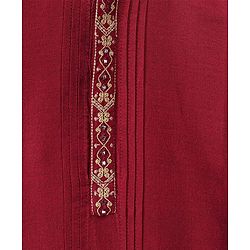Babyhug Full Sleeves Kurta with Pyjama Set & Embroidery on Placket - Maroon