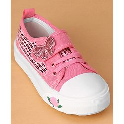 Cute Walk by Babyhug Velcro Closure Sequin Detailed Casual Shoes - Fuschia