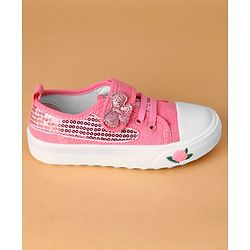Cute Walk by Babyhug Velcro Closure Sequin Detailed Casual Shoes - Fuschia