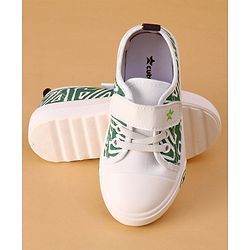 Cute Walk by Babyhug Text Printed Casual Shoes with Velcro Closure - Green
