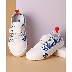 Cute Walk by Babyhug Text Printed Casual Shoes with Velcro Closure - Blue