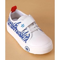 Cute Walk by Babyhug Text Printed Casual Shoes with Velcro Closure - Blue