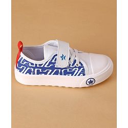 Cute Walk by Babyhug Text Printed Casual Shoes with Velcro Closure - Blue