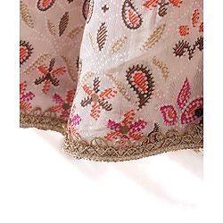 Babyhug 100% Cotton Knit Half Sleeves Embroidered Jacket with Bandhani Printed Top and Palazzo Set - Brown