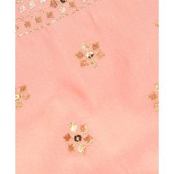 Babyhug Sleeveless Chanderi Embrodered Choli With Shimmer Net Tiered Lehenga And Dupatta- Peach