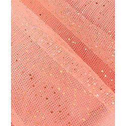 Babyhug Sleeveless Chanderi Embrodered Choli With Shimmer Net Tiered Lehenga And Dupatta- Peach