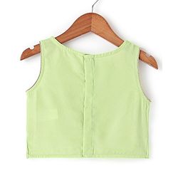 Babyhug Sleeveless Mirror Embroidered Choli With Lehenga And Dupatta - Green