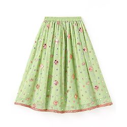 Babyhug Sleeveless Mirror Embroidered Choli With Lehenga And Dupatta - Green