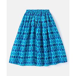 Babyhug Sleeveless Printed Sequenced Choli With Printed Lehenga And Dupatta- Blue