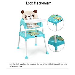 Babyhug 3 in 1 Play & Grow High Chair With 5 Point Safety Harness And Anti-Slip Base  - Blue