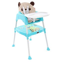 Babyhug 3 in 1 Play & Grow High Chair With 5 Point Safety Harness And Anti-Slip Base  - Blue