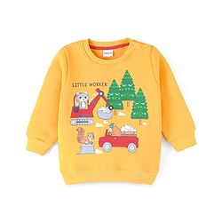 Babyhug Brushed Fleece Full Sleeves Sweatshirt with Chipmunks Graphics Print - Yellow