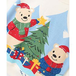 Babyhug Cotton Knit Full Sleeves Sweatshirt With Christmas Theme Graphics - Off White