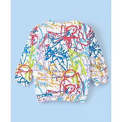 Babyhug Cotton Knit Full Sleeves Colour Splash Printed Sweatshirt - White