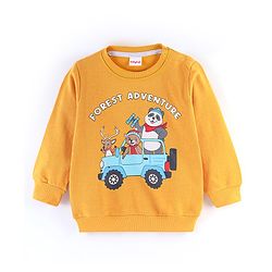 Babyhug Cotton Knit Full Sleeves Sweatshirt with Forest Adventure Graphics Print - Yellow