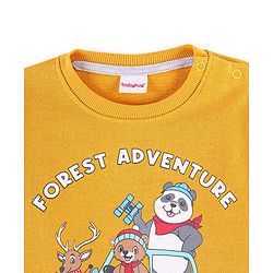 Babyhug Cotton Knit Full Sleeves Sweatshirt with Forest Adventure Graphics Print - Yellow