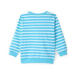 Babyhug Cotton Knit Full Sleeves Striped Sweat Shirt with Fox Graphics - Blue