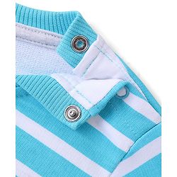 Babyhug Cotton Knit Full Sleeves Striped Sweat Shirt with Fox Graphics - Blue