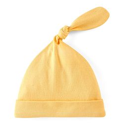 Babyhug 100% Cotton Knit Lion Face Print Caps Pack of 2 Yellow & Blue - Diameter 10 cm