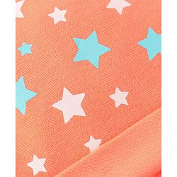 Babyhug 100% Cotton Knit Star Printed Cap Mittens & Booties Set- Orange