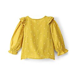 Babyhug Rayon Woven Full Sleeves Top with Polka Dots Print - Yellow