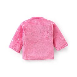 Babyhug Velour Knit Full Sleeves Foil Star Printed Winter Night Suit - Pink