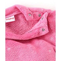 Babyhug Velour Knit Full Sleeves Foil Star Printed Winter Night Suit - Pink