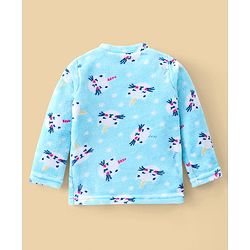 Babyhug Velour Knit Full Sleeves Winter Night Suit Kitty Print - Blue