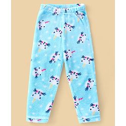 Babyhug Velour Knit Full Sleeves Winter Night Suit Kitty Print - Blue