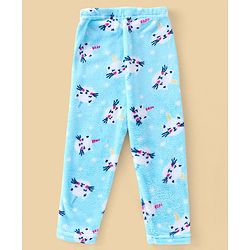 Babyhug Velour Knit Full Sleeves Winter Night Suit Kitty Print - Blue