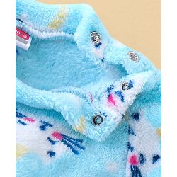 Babyhug Velour Knit Full Sleeves Winter Night Suit Kitty Print - Blue
