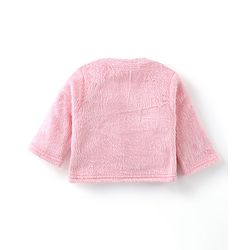 Babyhug Velour Knit Full Sleeves Winter Wear Night Suit with Cloud Applique - Pink