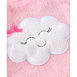 Babyhug Velour Knit Full Sleeves Winter Wear Night Suit with Cloud Applique - Pink