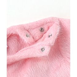 Babyhug Velour Knit Full Sleeves Winter Wear Night Suit with Cloud Applique - Pink