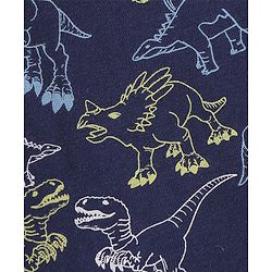 Babyhug Cotton Knit Full Sleeves Night Suit Dino Print - Navy Blue