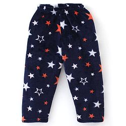 Babyhug Velour Knit Full Sleeves Night Suit Stars Print - Navy Blue