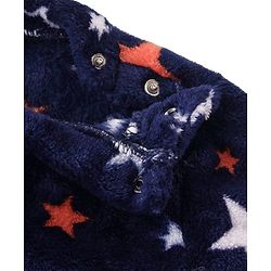Babyhug Velour Knit Full Sleeves Night Suit Stars Print - Navy Blue