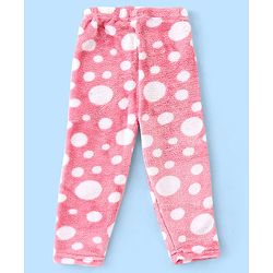 Babyhug Velour Knit Full Sleeves Winter Night Suit Circles Print - Pink