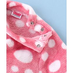 Babyhug Velour Knit Full Sleeves Winter Night Suit Circles Print - Pink