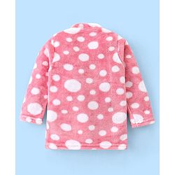 Babyhug Velour Knit Full Sleeves Winter Night Suit Circles Print - Pink