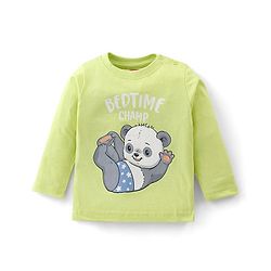 Babyhug Cotton Knit Full Sleeves Bear Print Night Suit - Green & Blue
