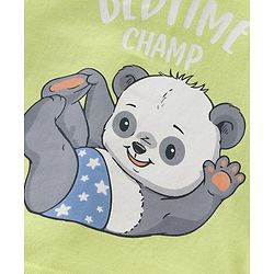Babyhug Cotton Knit Full Sleeves Bear Print Night Suit - Green & Blue