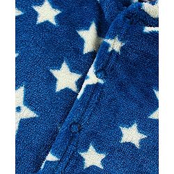 Babyhug Velour Full Sleeves Winter Wear Sleep Suit Star Print - Navy Blue