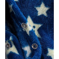 Babyhug Velour Full Sleeves Winter Wear Sleep Suit Star Print - Navy Blue