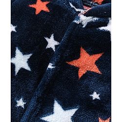 Babyhug Velour Full Sleeves Star Printed Winter Wear Footed Sleepsuit - Navy Blue