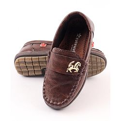 Cute Walk by Babyhug Slip On Loafers with Horse Applique - Dark Brown