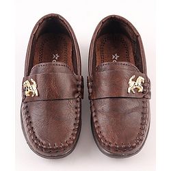 Cute Walk by Babyhug Slip On Loafers with Horse Applique - Dark Brown